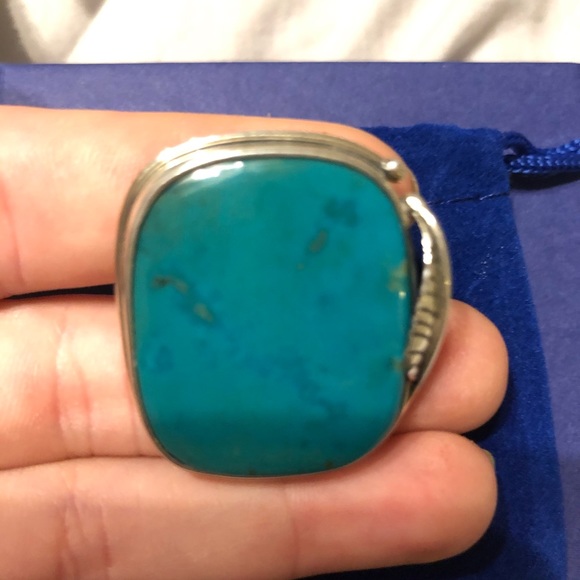 Stunning size 8 sterling silver turquoise ring - Picture 2 of 6